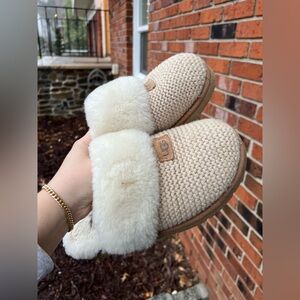 UGG Women's Cozy Knit Slippers - Beige - SIZE 8 - GUC